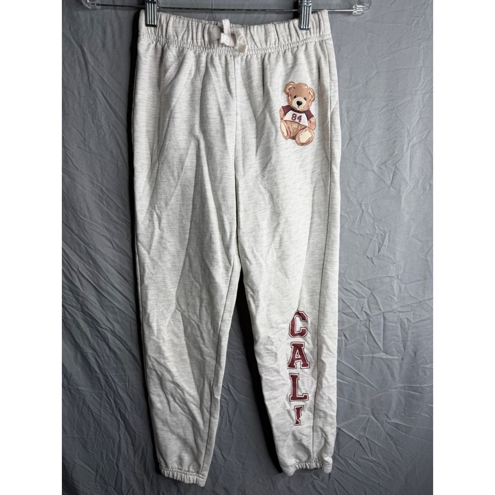 Derek Heart Girls Gray Cali Teddy Bear Graphic Jogger Sweatpants Size 12